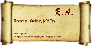 Rosta Adorján névjegykártya